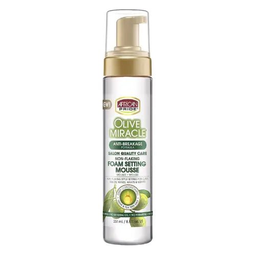 African Pride Olive Miracle Non-Flaking Foam Setting Mousse 251ml - Beautiwala