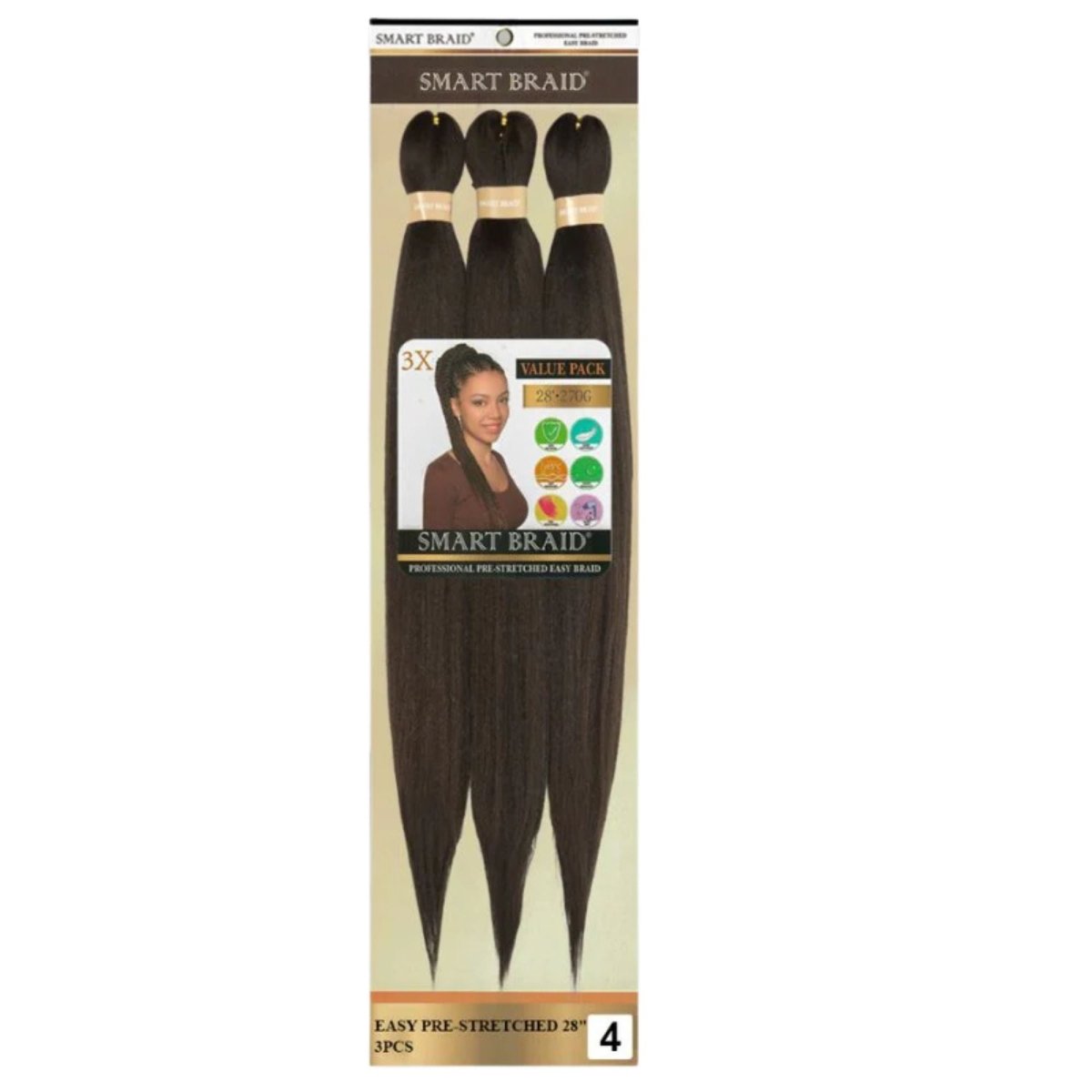 Smart Braid 3X PACK 28" Pre - Stretched For Braiding All Colors - Beautiwala