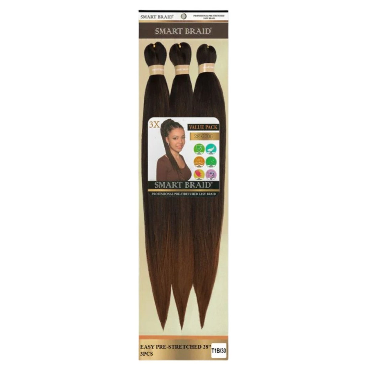 Smart Braid 3X PACK 28" Pre - Stretched For Braiding All Colors - Beautiwala