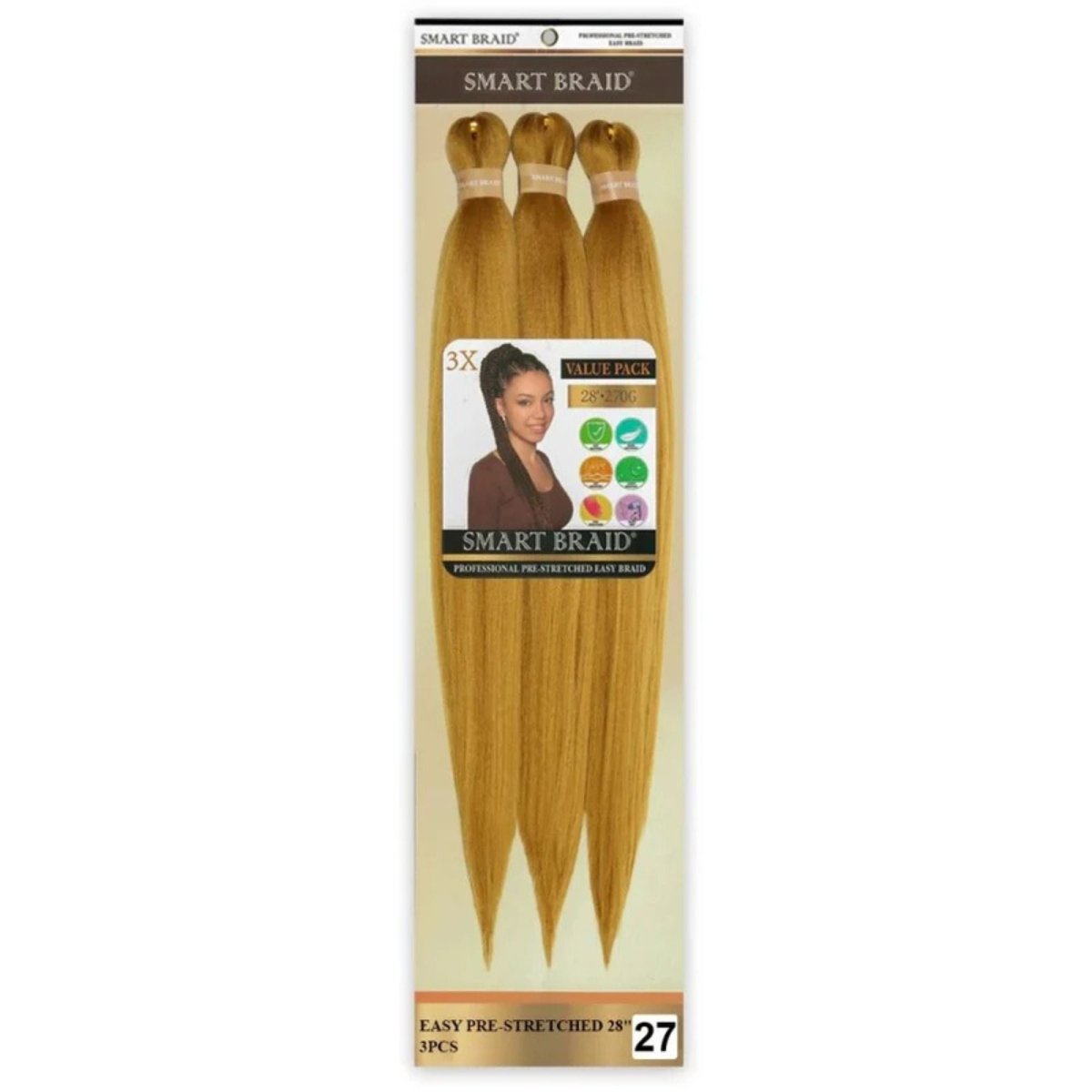 Smart Braid 3X PACK 28" Pre - Stretched For Braiding All Colors - Beautiwala