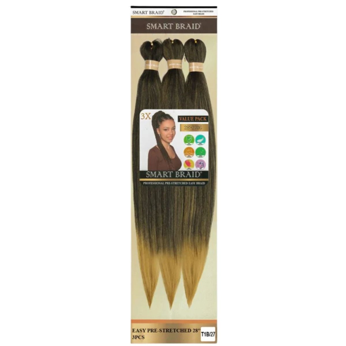Smart Braid 3X PACK 28" Pre - Stretched For Braiding All Colors - Beautiwala