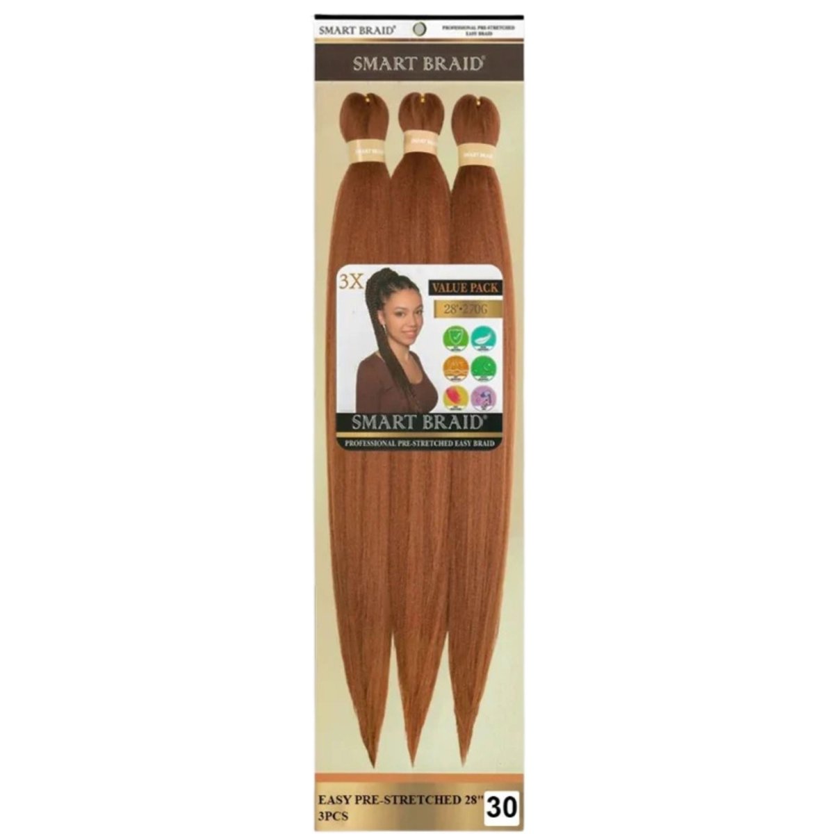 Smart Braid 3X PACK 28" Pre - Stretched For Braiding All Colors - Beautiwala