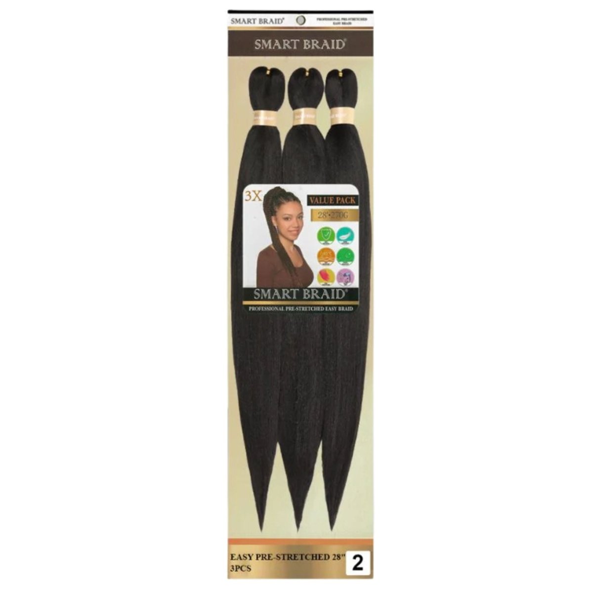 Smart Braid 3X PACK 28" Pre - Stretched For Braiding All Colors - Beautiwala