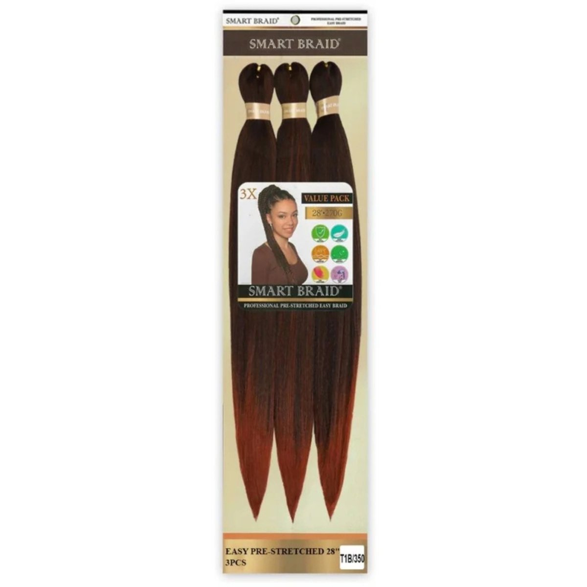 Smart Braid 3X PACK 28" Pre - Stretched For Braiding All Colors - Beautiwala