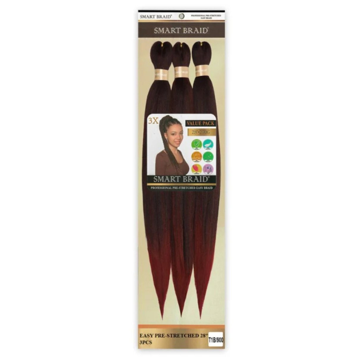 Smart Braid 3X PACK 28" Pre - Stretched For Braiding All Colors - Beautiwala