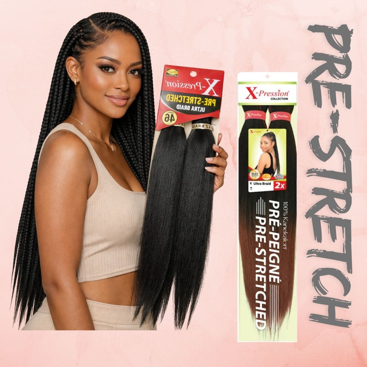 Xpression Pre Stretched Ultra Braid 2x Pack 46" Length Extensions - Beautiwala